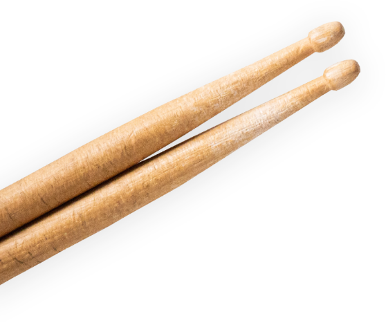 two drumsticks on a white surface