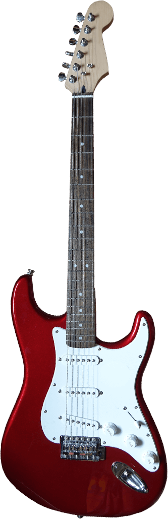 red guitar on a transparent background