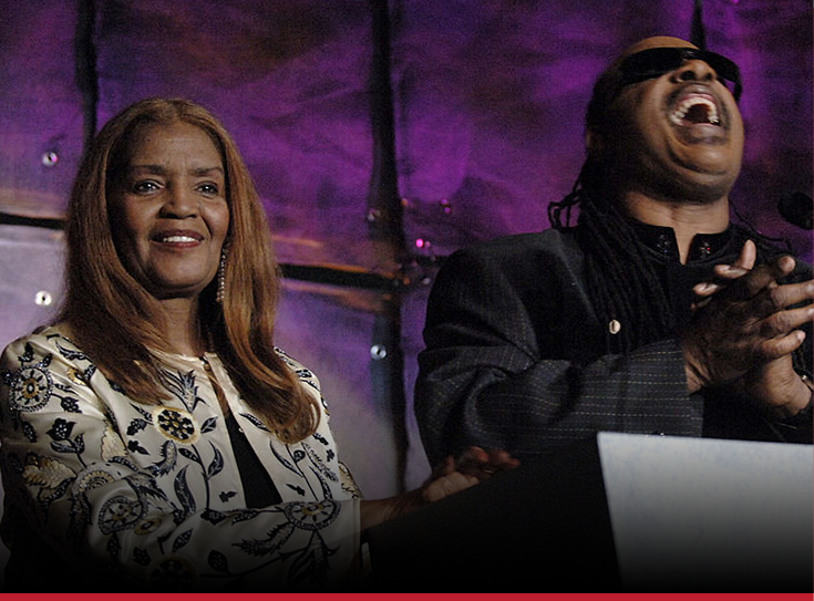 Picture of Sylvia Moy and Stevie Wonder at the Songwriter Hall of Fame